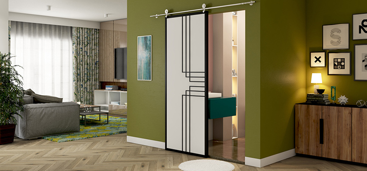 sliding bathroom door installation in Schaumburg, IL